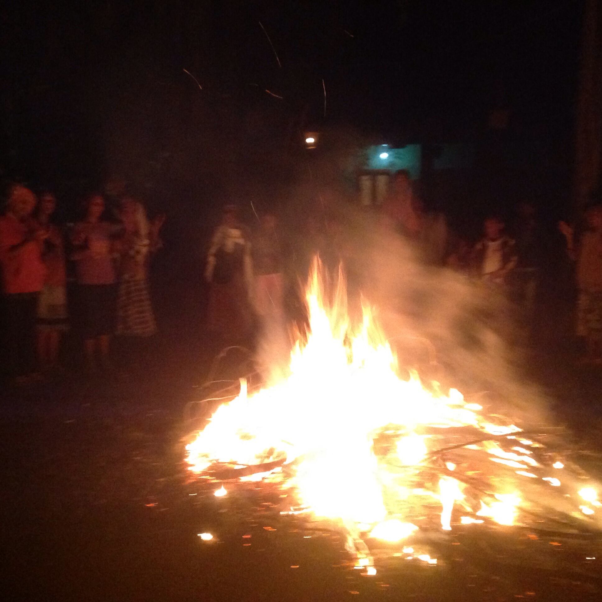 Evening bonfire gathering